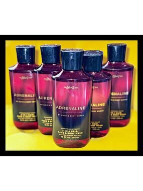 Bath & Body Works 10 oz Adrenaline Men's 3-in-1 Hair Face Body Wash Gel x5